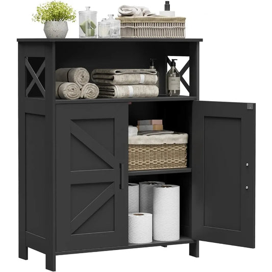 XIUWO Bathroom Storage Cabinet With Doors And Adjustable Shelves