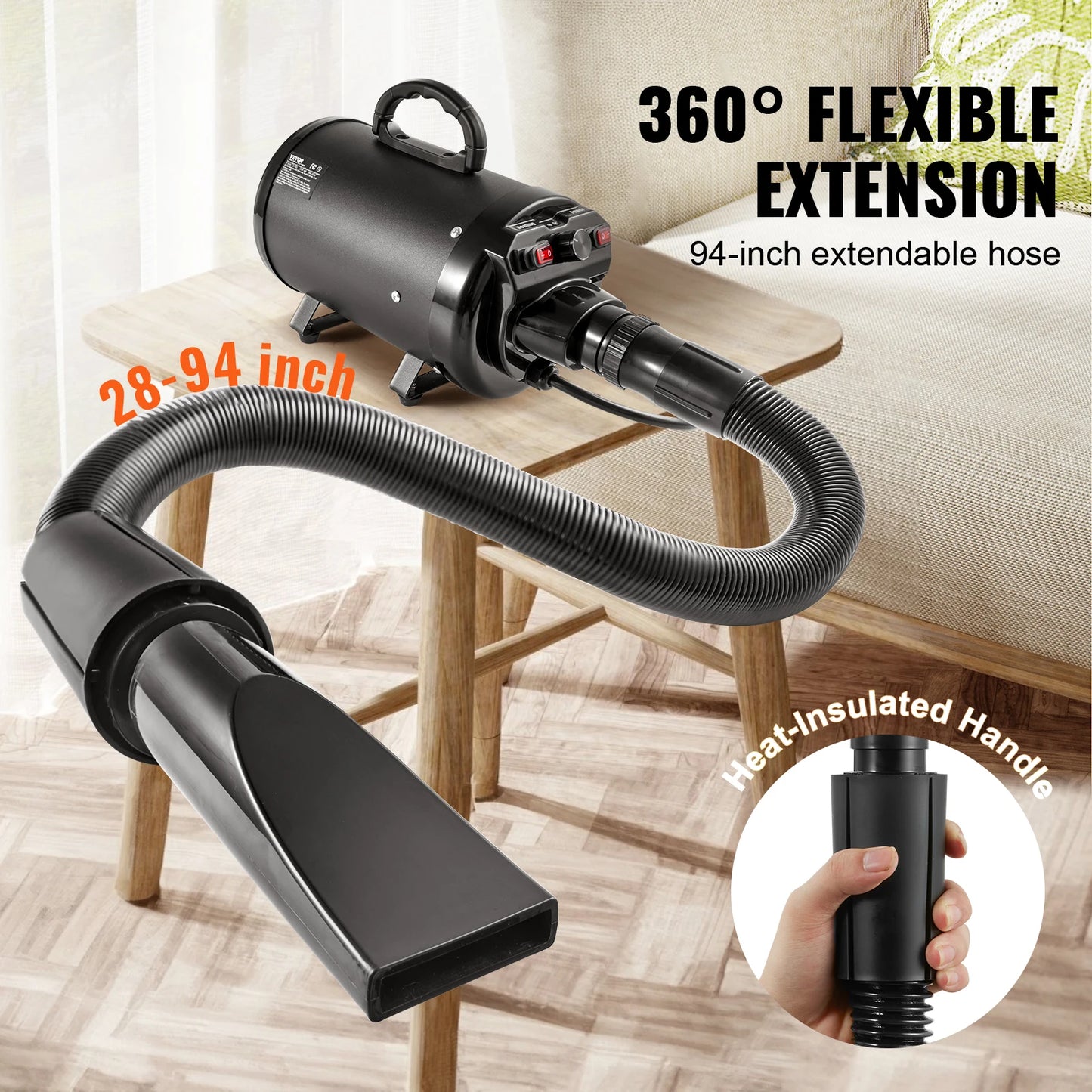 SucceBuy 2000W Dog Blow Dryer With Adjustable Speed And Temperature