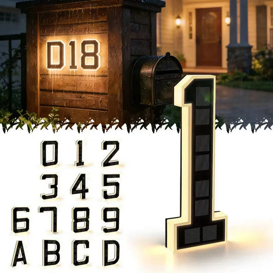Solar LED House Number Lights Outdoor Address Sign Auto Glow