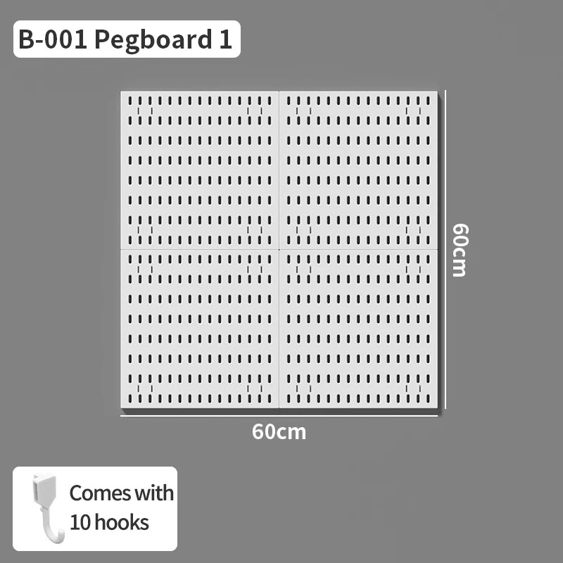 Wall Mounted Pegboard Organizer With Shelves For Desk Accessories