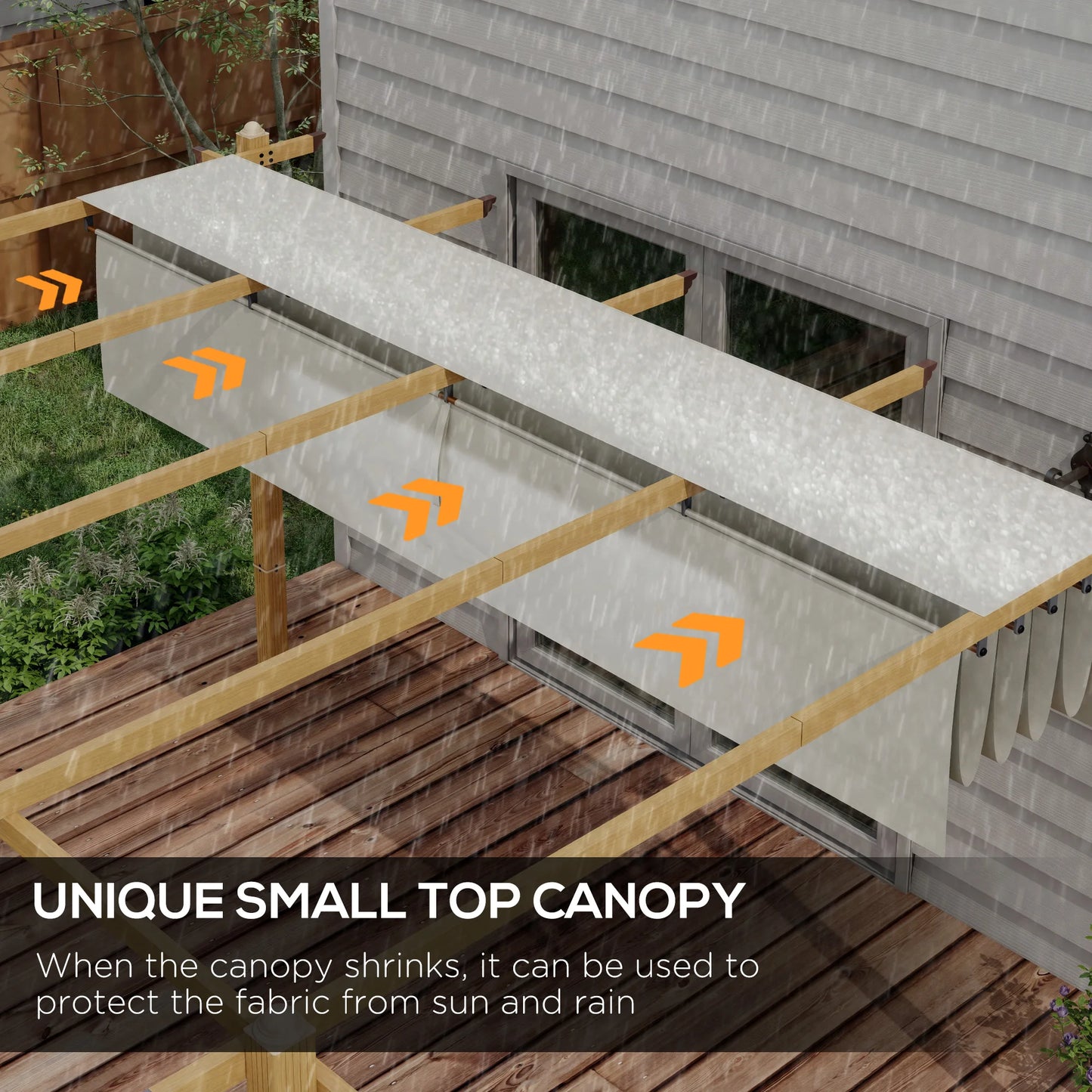 Retractable Pergola With Wood Grain Aluminum Frame
