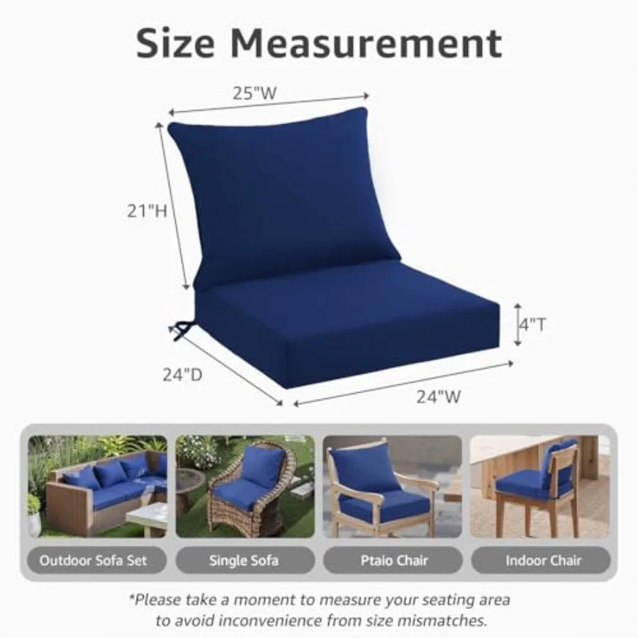 Outdoor Patio Seat Cushions Waterproof Fade Resistant With Removable Cover