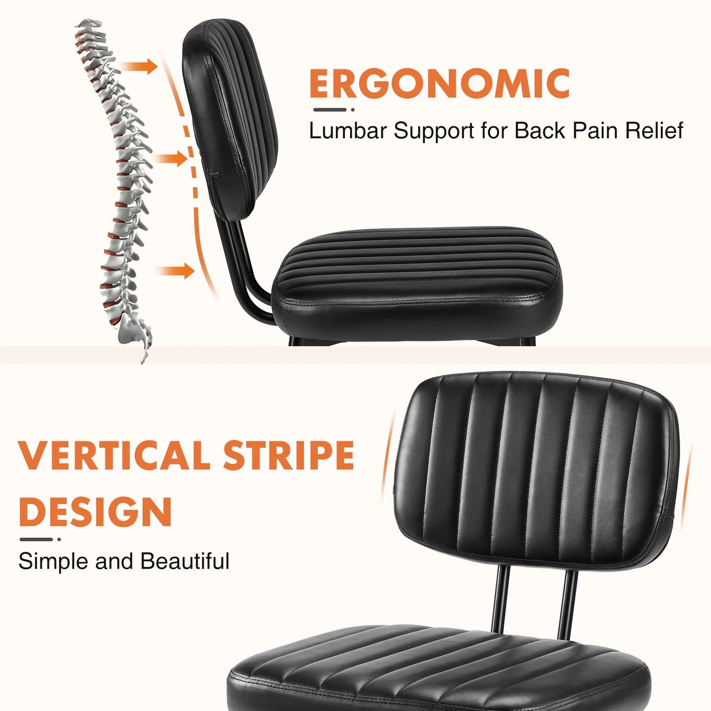 JHK Dining Chairs Set Of 2 Ergonomic Lumbar PU Leather