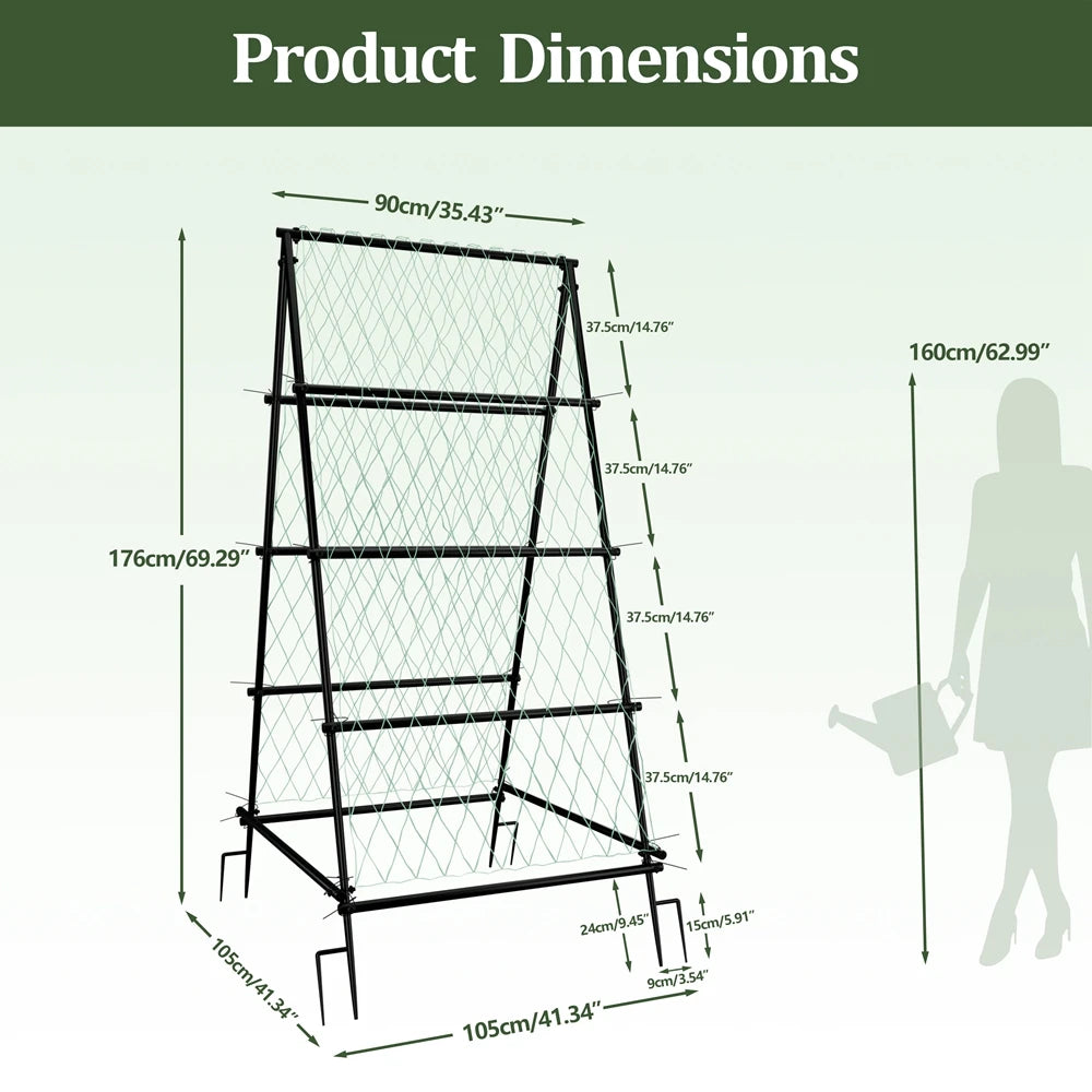 Wisfor A Shaped Metal Garden Trellis Arch Plant Support Netting