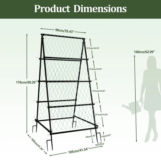 Wisfor A Shaped Metal Garden Trellis Arch Plant Support Netting