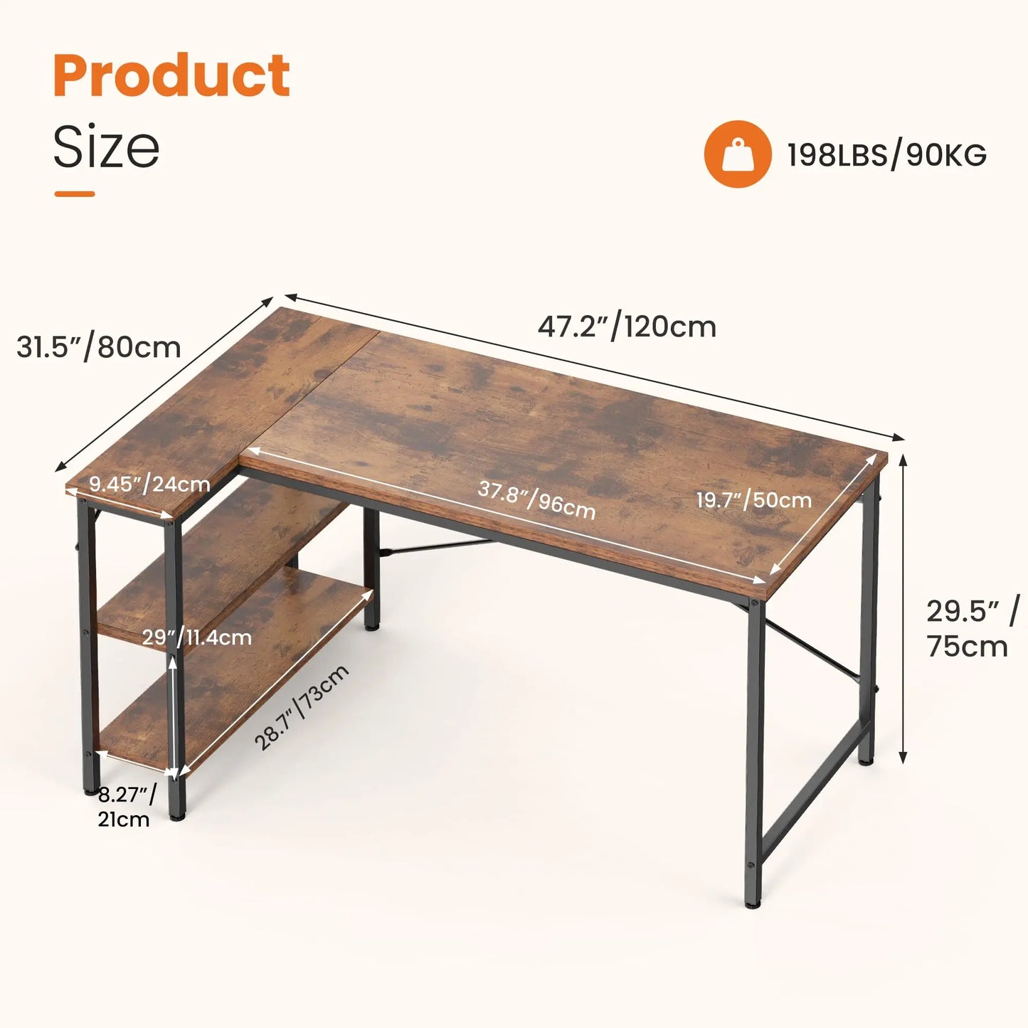 JHK L Shaped Desk for Home Office with Builtin Storage