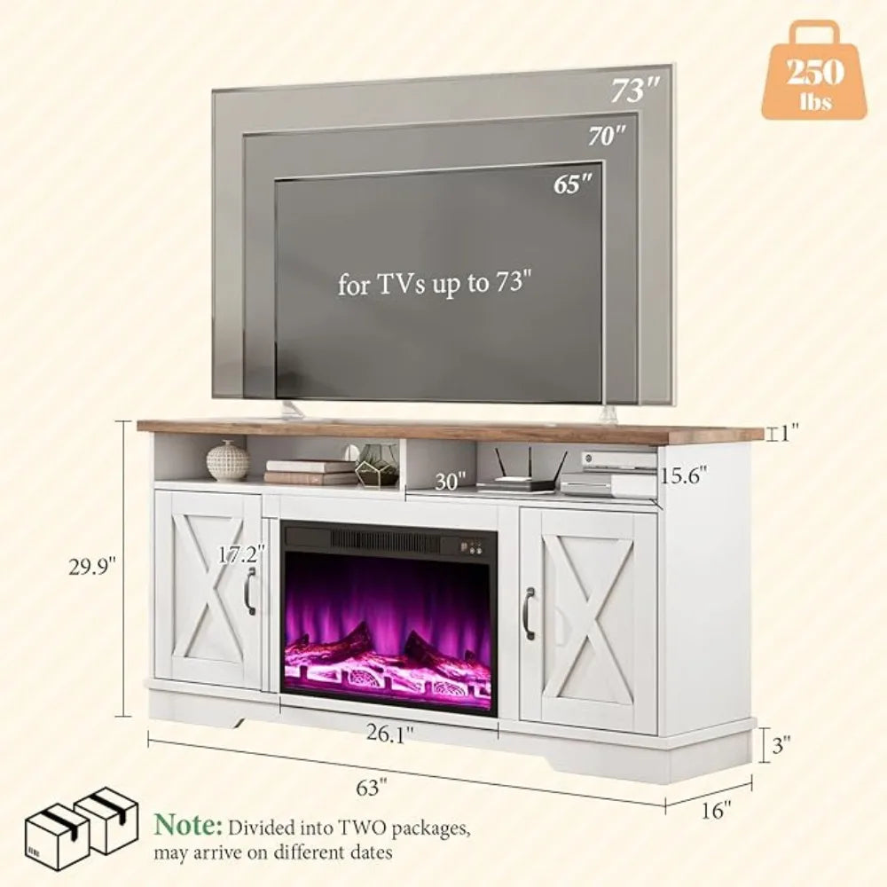 Farmhouse 5 Piece Table Set With TV Stand USB Endtables