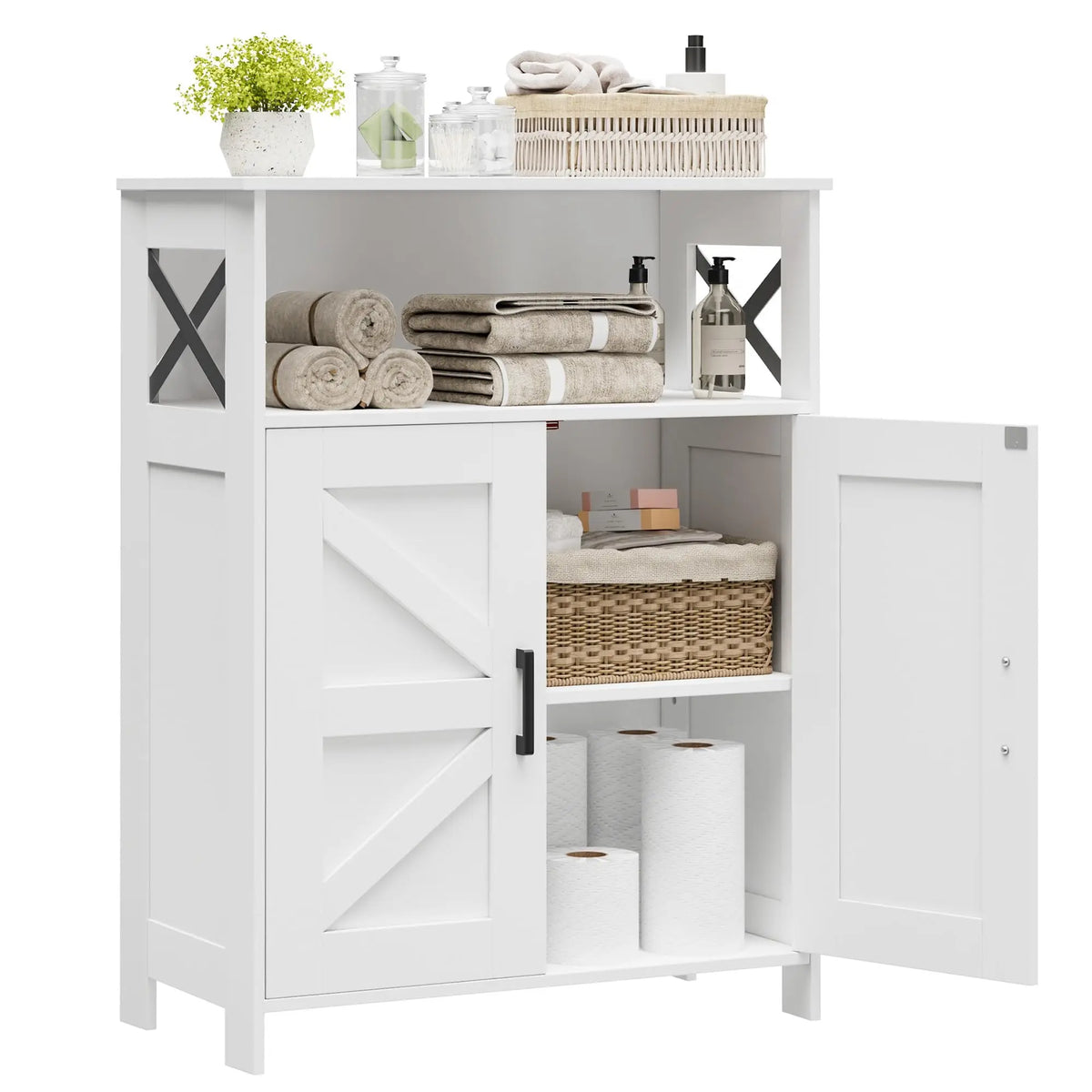 XIUWO Bathroom Storage Cabinet With Doors And Adjustable Shelves