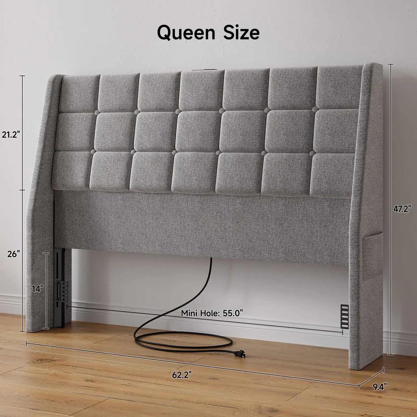 Onbrill Tufted Wingback Upholstered Modern Headboard For Bedroom
