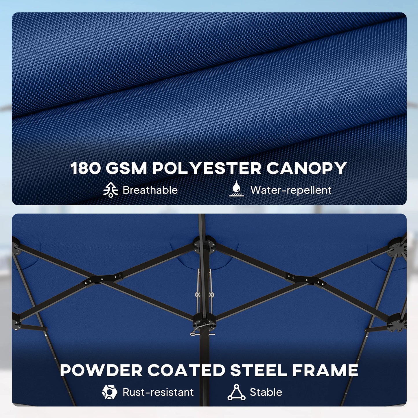 Double-Sided Outdoor Sun Umbrella With LED Solar Lights