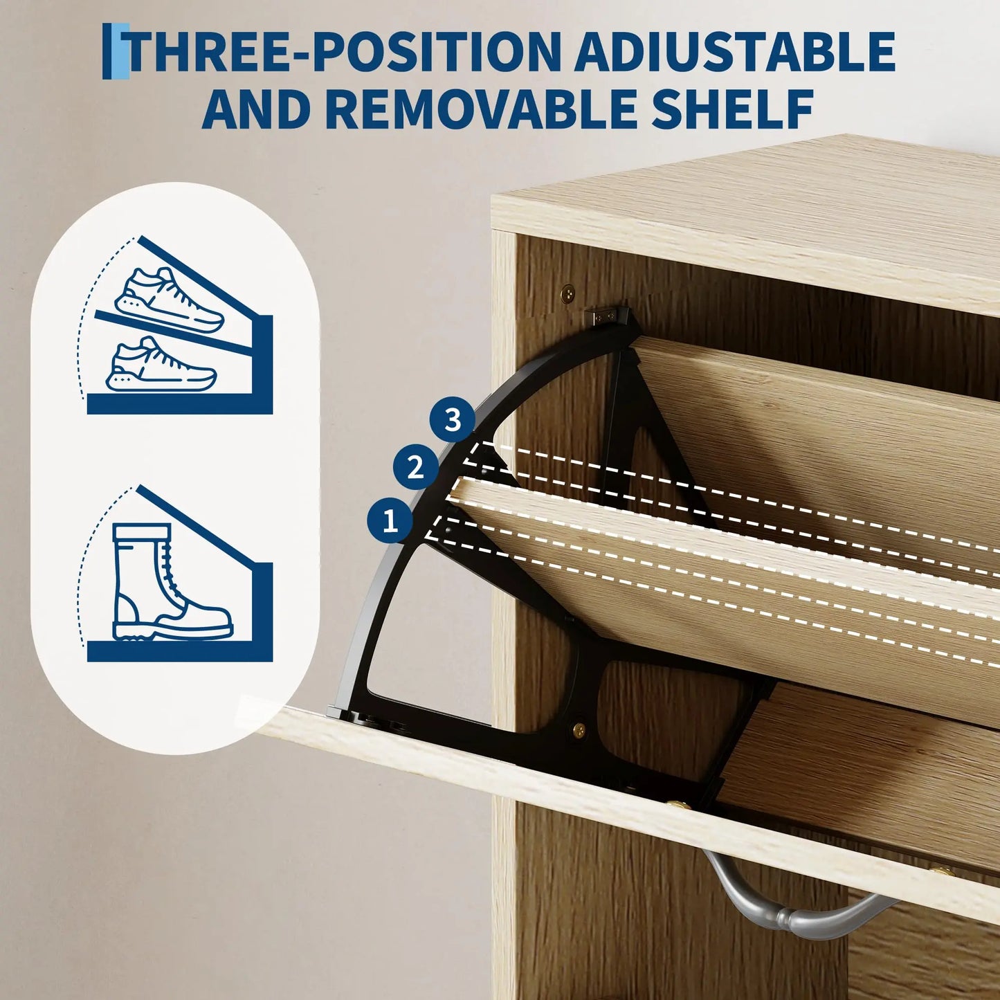 HiMISS Shoe Cabinet With 4 Flip Drawers And Adjustable Shelf For Entryway