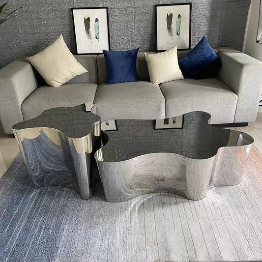 MDNG Modern Stainless Steel Coffee Table for Living Room Sealed Storage