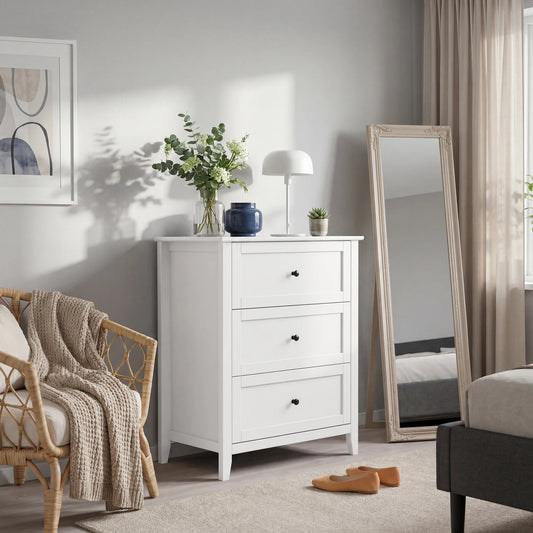 Modern 3 Drawer Bedroom Nightstand Storage Cabinet With Easy Assembly