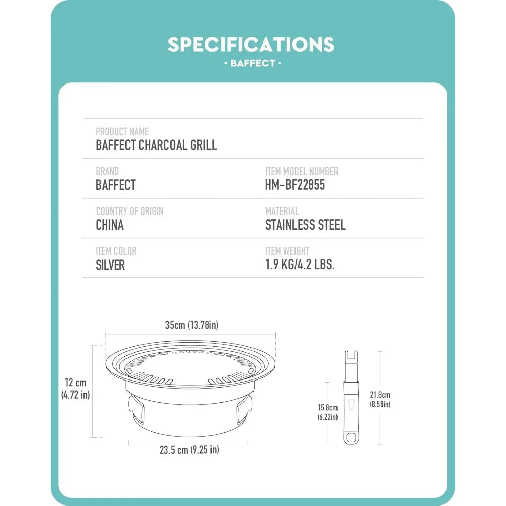 NBVCX Nonstick Stainless Steel Portable Korean BBQ Grill