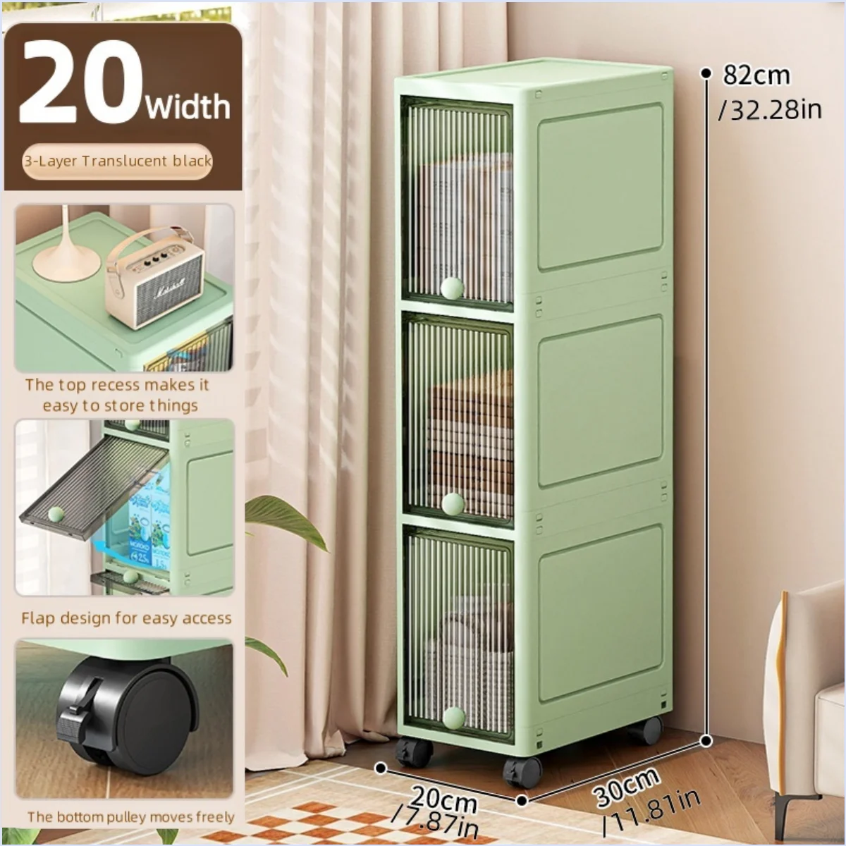 Rotating Flip Lid Narrow Storage Cabinet For Kitchen Bathroom