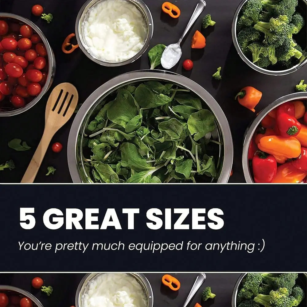 Stainless Steel Mixing Bowl 5 Piece Set Nesting Bowls