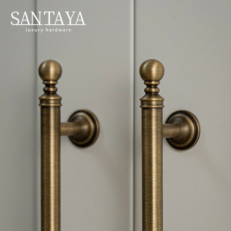 Santaya Antique Brass Cabinet Handles for Kitchen Drawers and Furniture