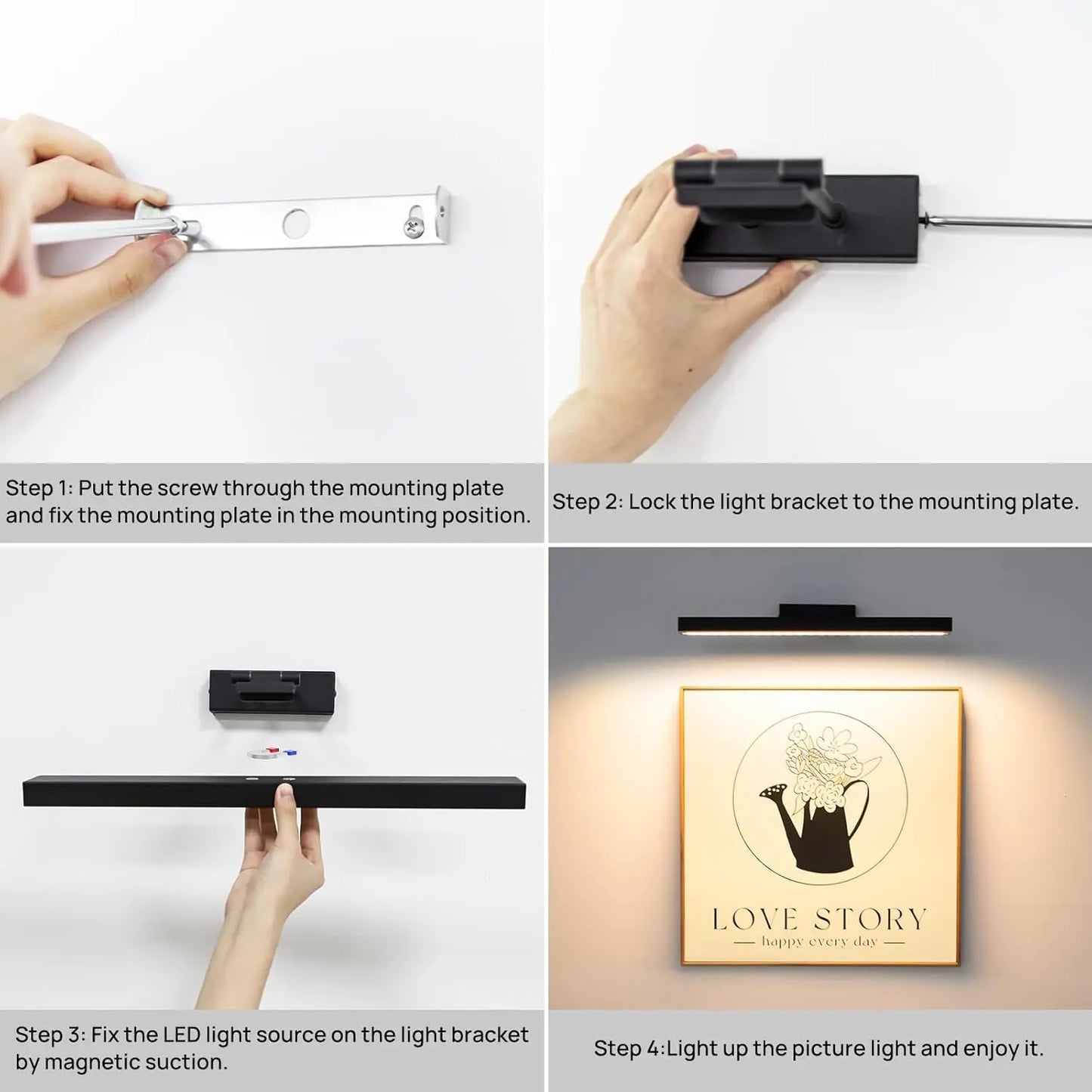 PRTILOUD Wireless Art Light for Paintings Dimmable Remote