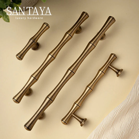 Santaya Brass Kitchen Cabinet Handles for Wardrobe Drawers