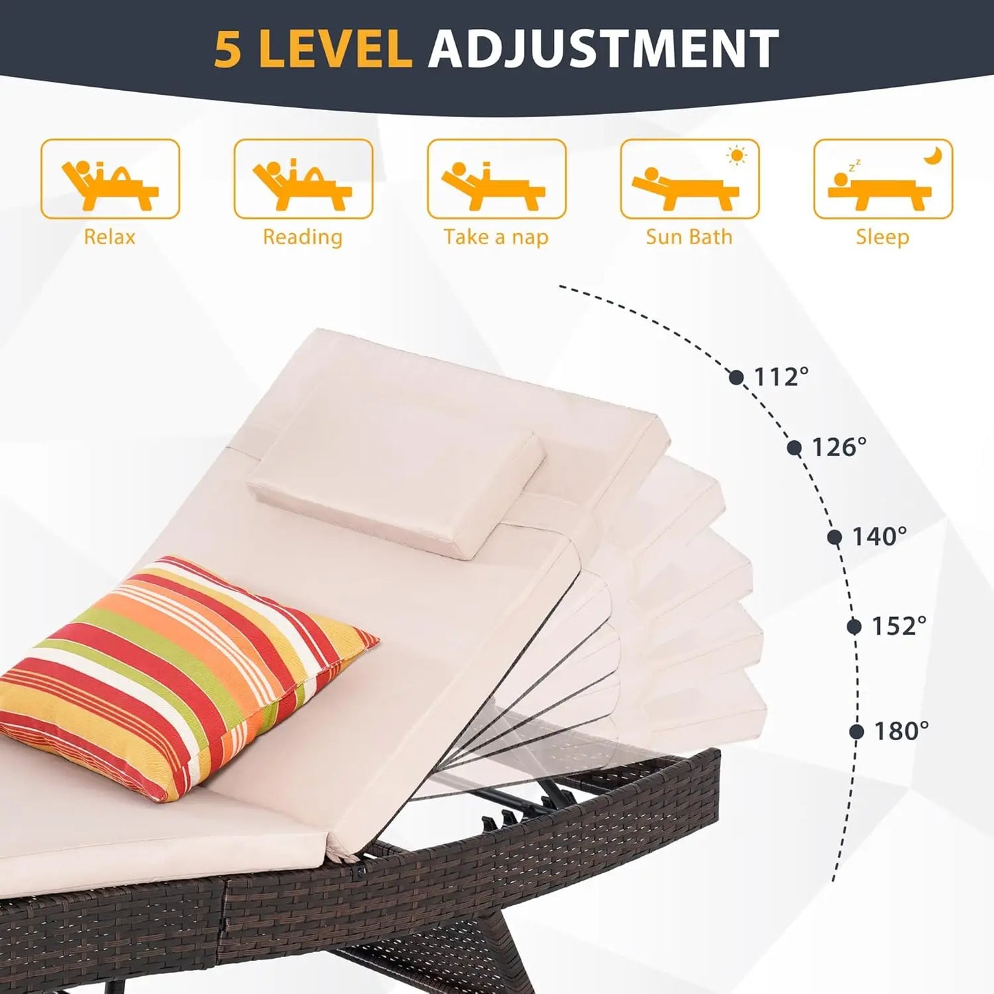 GUOHE Wicker Chaise Lounge Chairs Outdoor Patio Set of 4