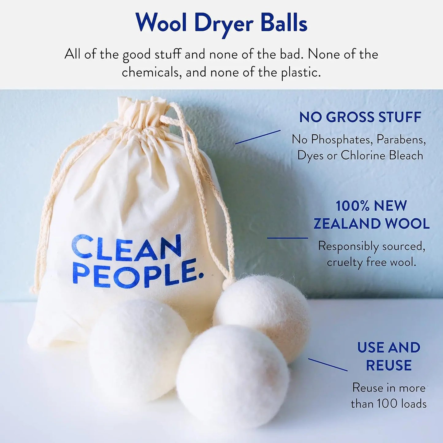 Natural Wool Dryer Balls 3 Pack Softer Laundry Faster Drying
