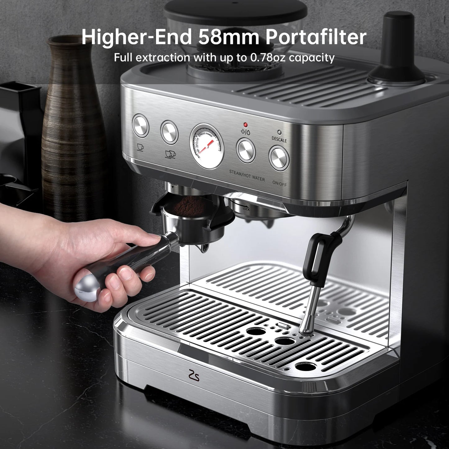 Acekool Espresso Machine With Grinder 15 Bar Stainless Milk Frother