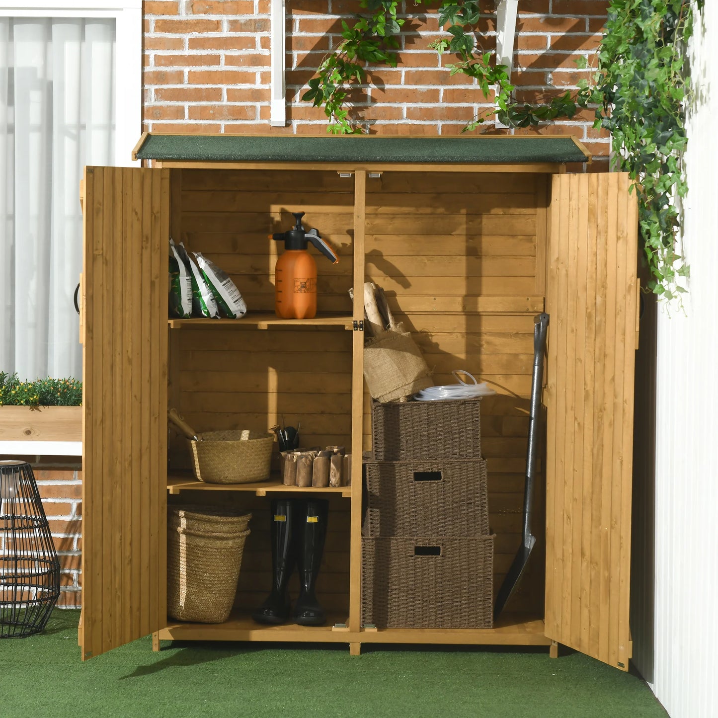 Outsunny Wooden Waterproof Garden Shed With Asphalt Roof
