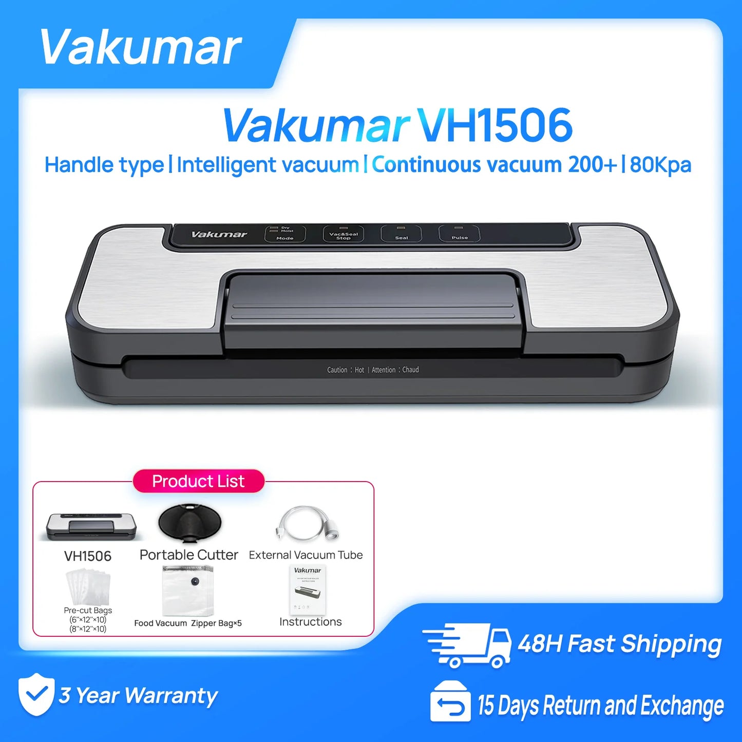 Vakumar VH1506 Vacuum Sealer Machine Sous Vide Stand Table 80KPa