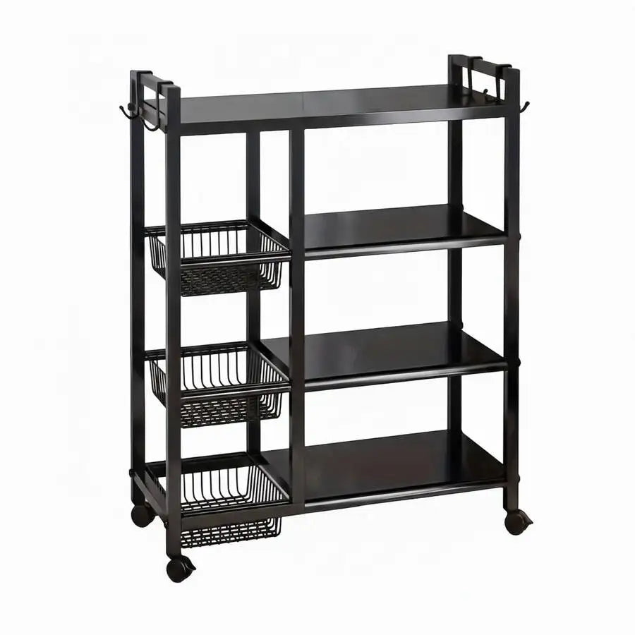 Four Tier Metal Storage Rack On Wheels For Kitchen Pantry