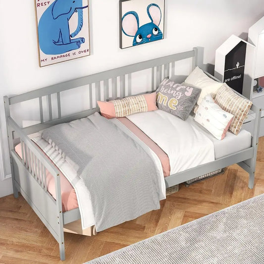 KOMOTT Wood Daybed With Wooden Slats Support Modern Platform Frame