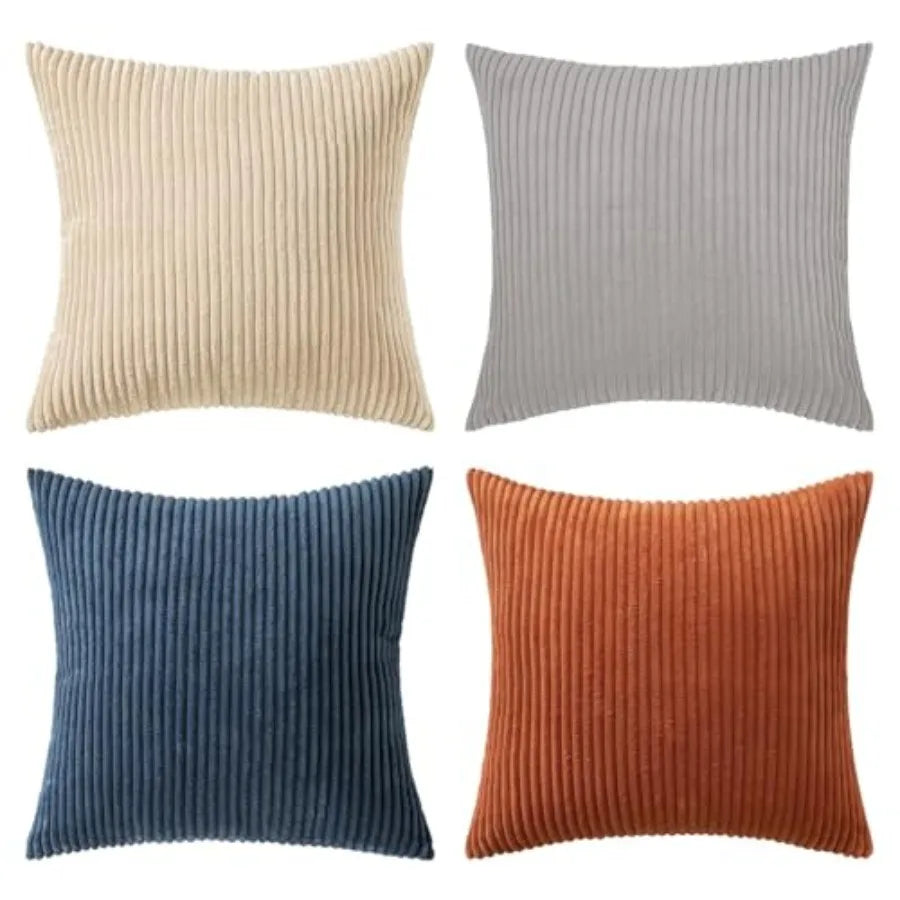 Modern Corduroy Farmhouse Throw Pillow Covers For Couch Decor