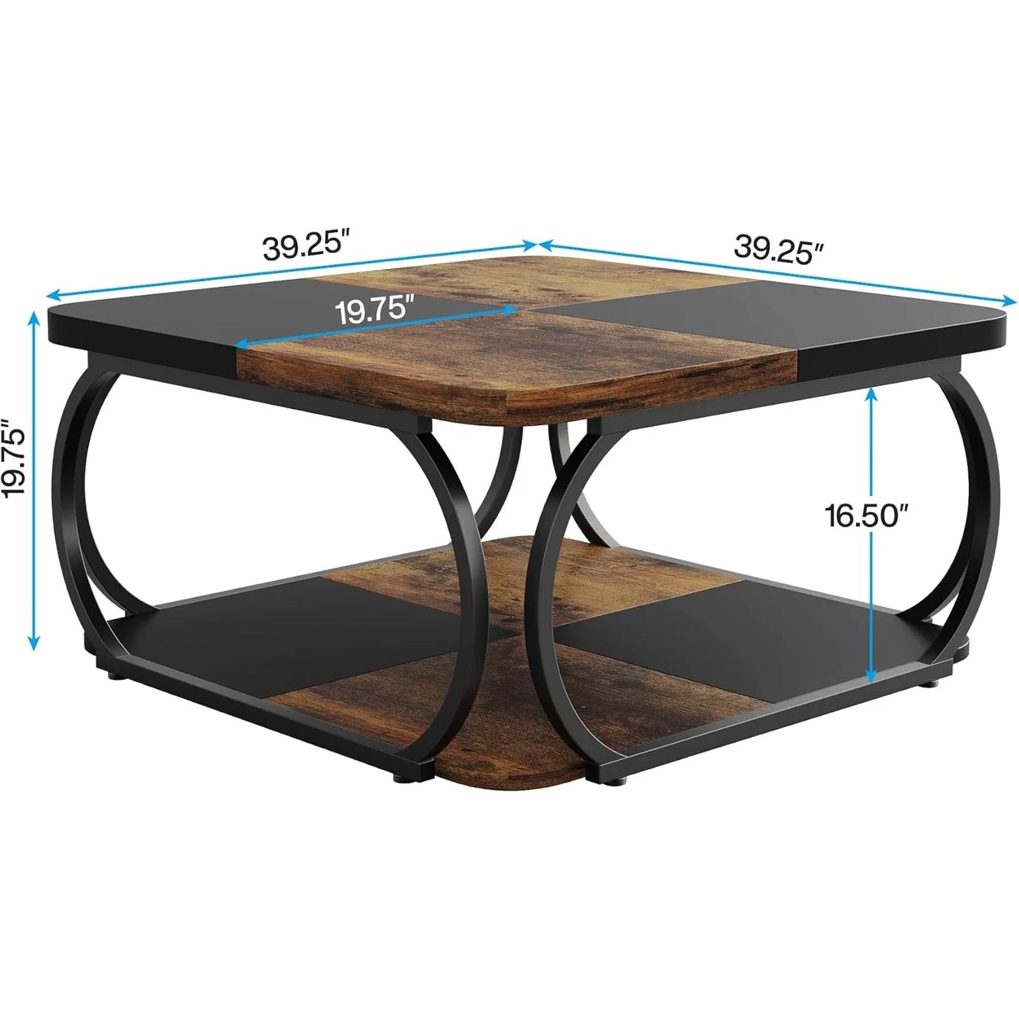 Little Tree Square Coffee Table Two Tier Farmhouse Storage Shelf