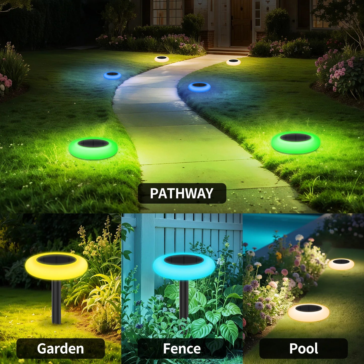 Intelamp Solar Pathway Lights Outdoor Garden Lawn LED Lights