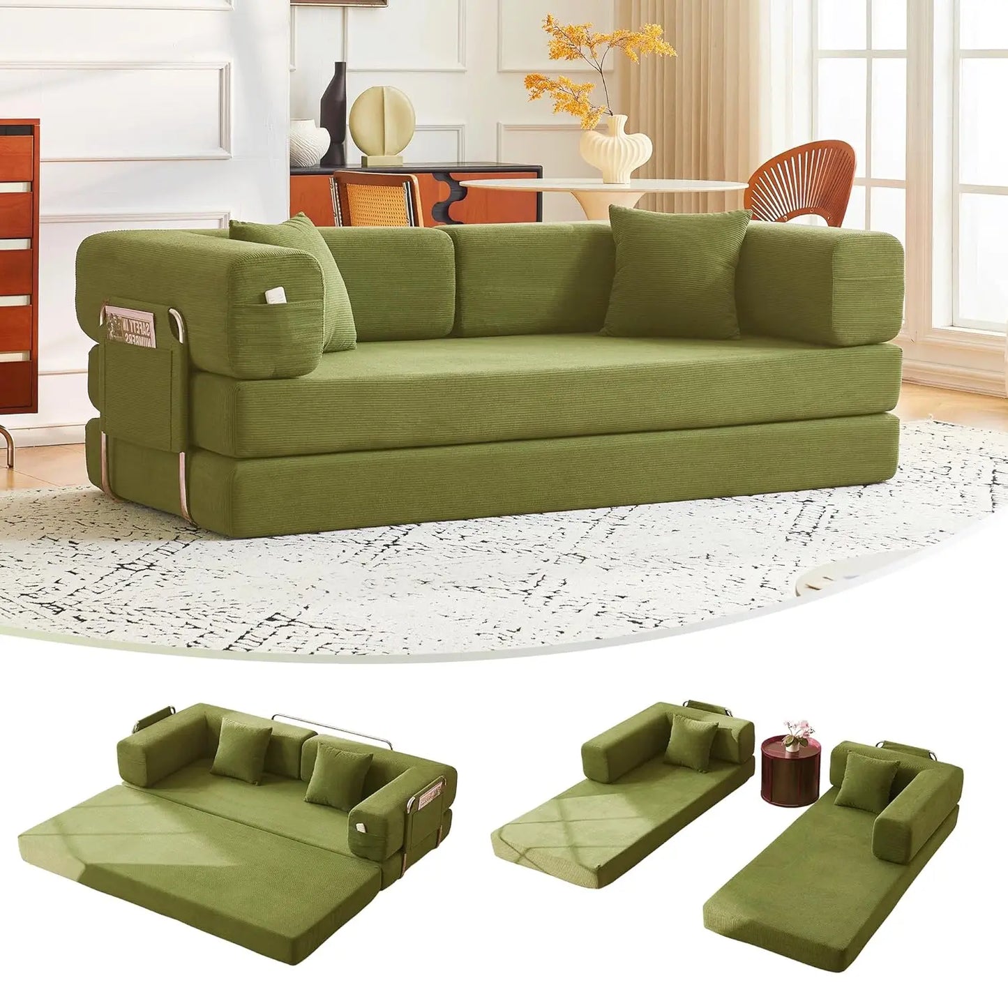 Convertible Sofa Bed With Pillows Corduroy Sleeper Sofa Frame