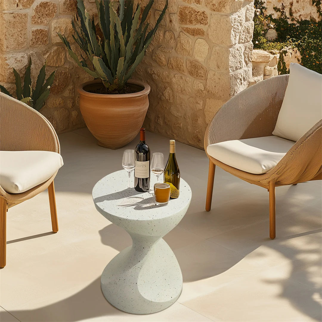 Lightweight Concrete Side Table Modern Living Room End Table Patio