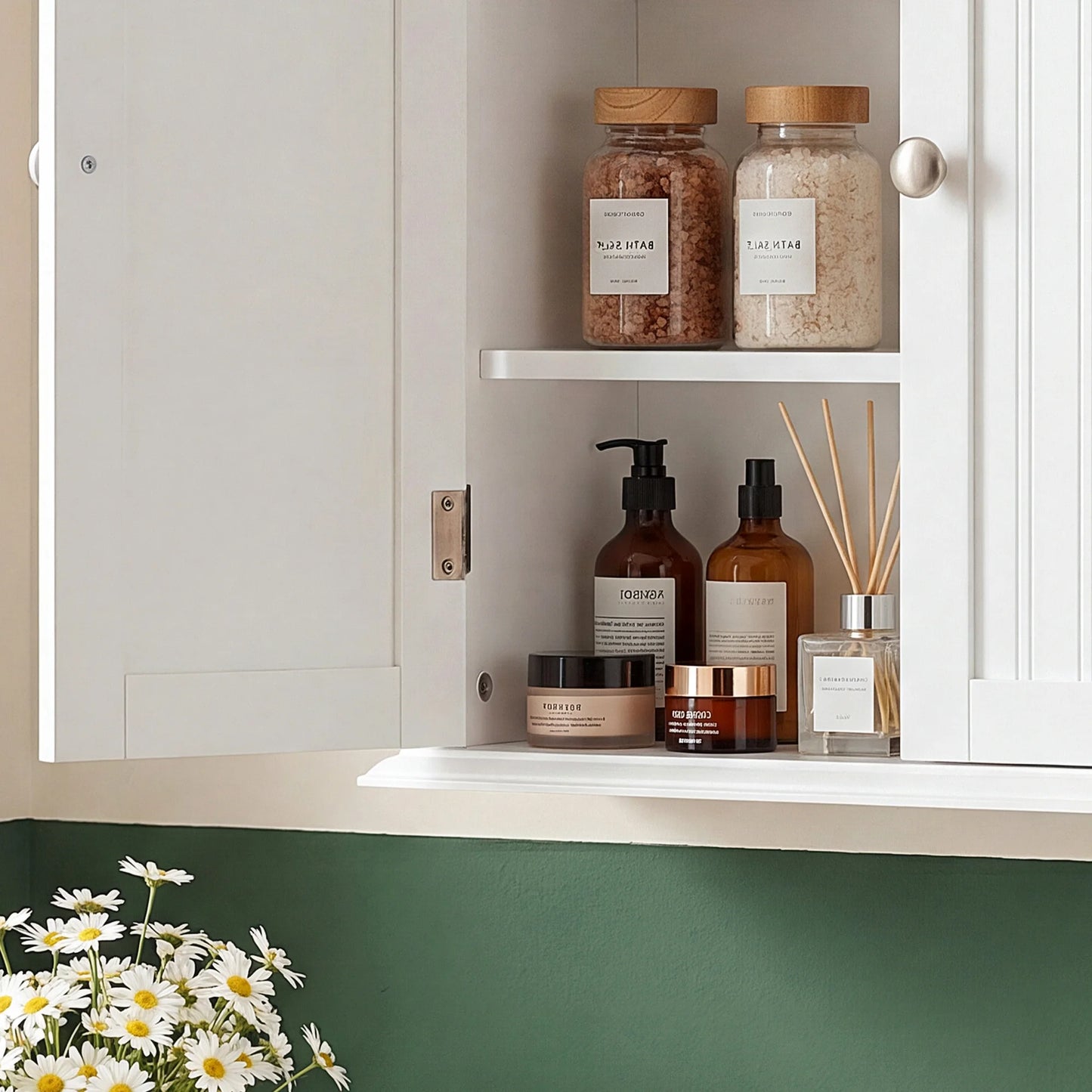 JHK Wall Mounted Medicine Cabinet With 2 Doors Living Room