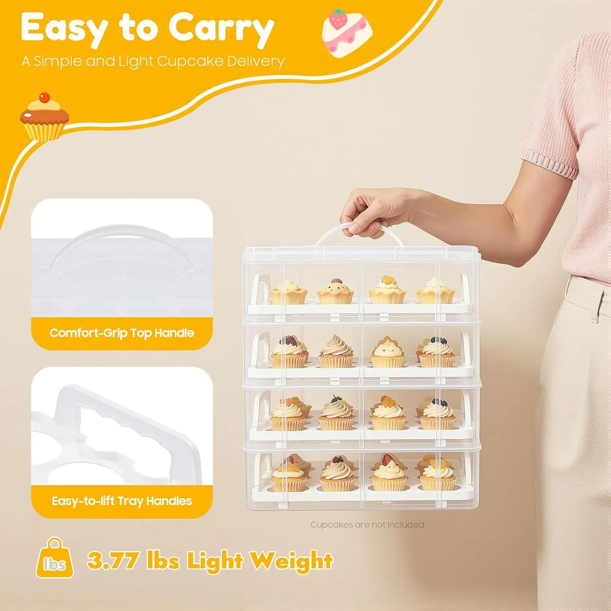 Bymaocar Stacking Cupcake Carrier And Holder Boxes