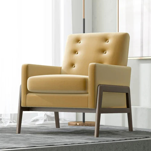 Solid Wood Velvet Leisure Chairs Mid Century Modern Living Room