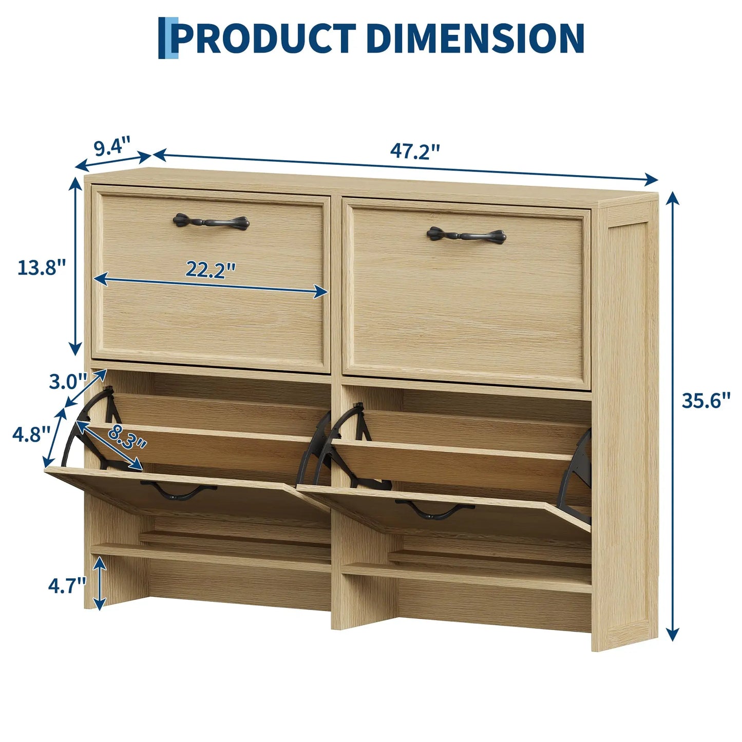 HiMISS Shoe Cabinet With 4 Flip Drawers And Adjustable Shelf For Entryway