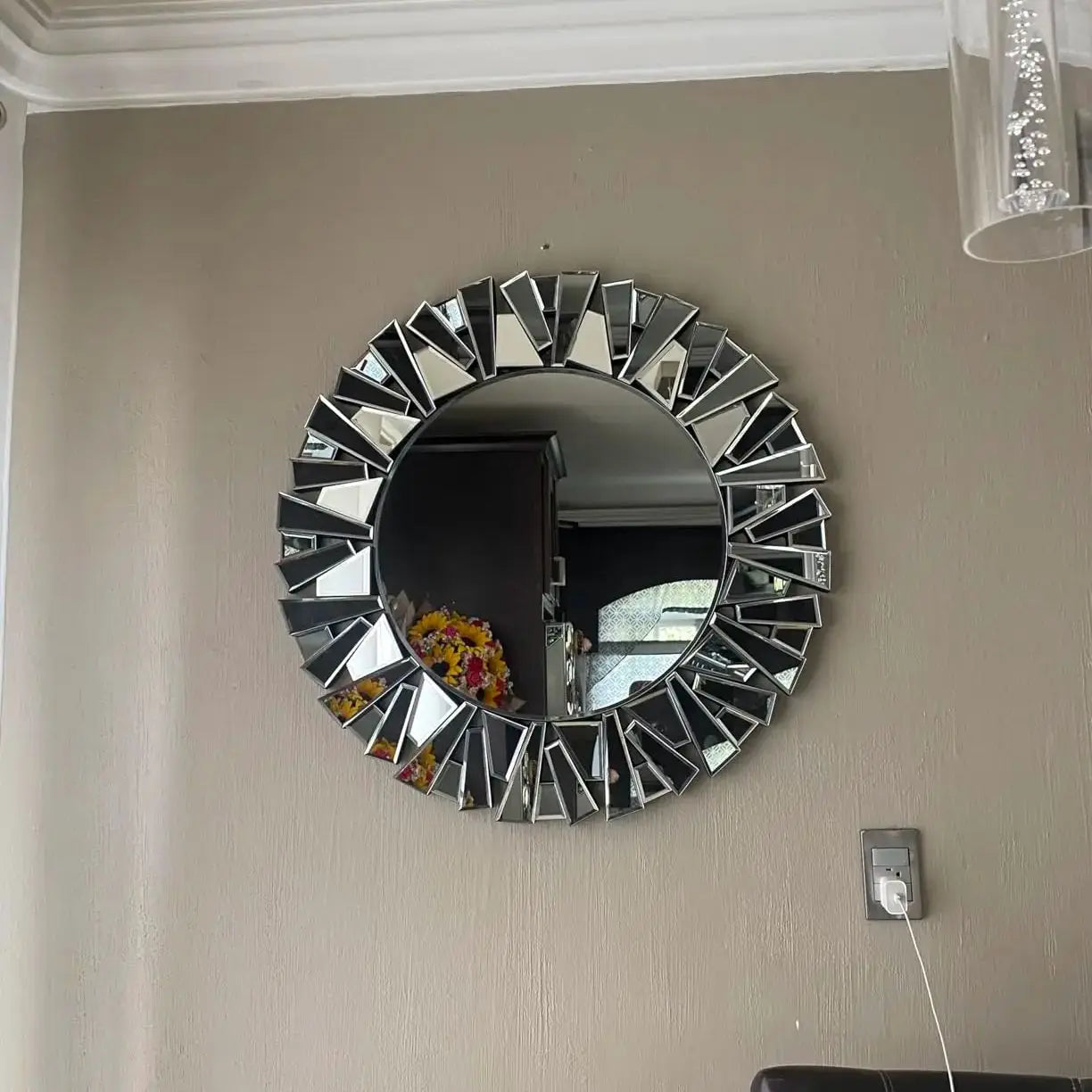 Unique Sunburst Decorative Wall Mirror With Beveled Glass