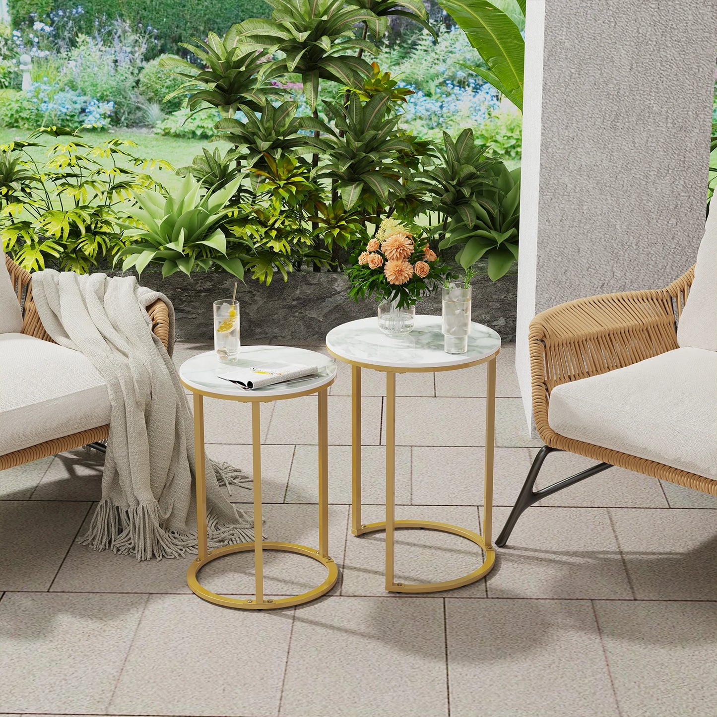 Wisfor Sintered Stone Nesting Tables With Metal Base Set 2
