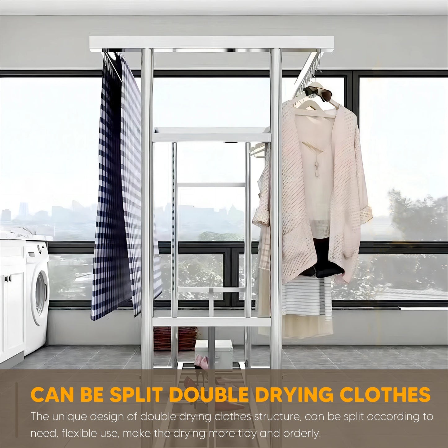 Stainless Steel Floor Drying Rack Heavy Duty Standing Laundry Stand