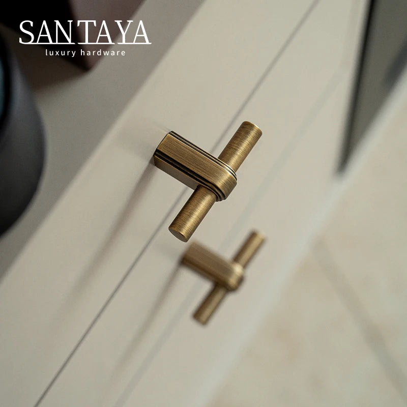 Santaya Solid Brass Cabinet Handles for Kitchen and Furniture