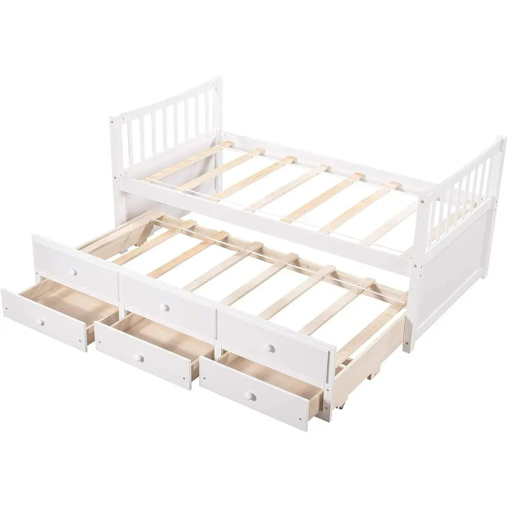Harper Bright Designs Wood Daybed With Storage Drawers And Trundle