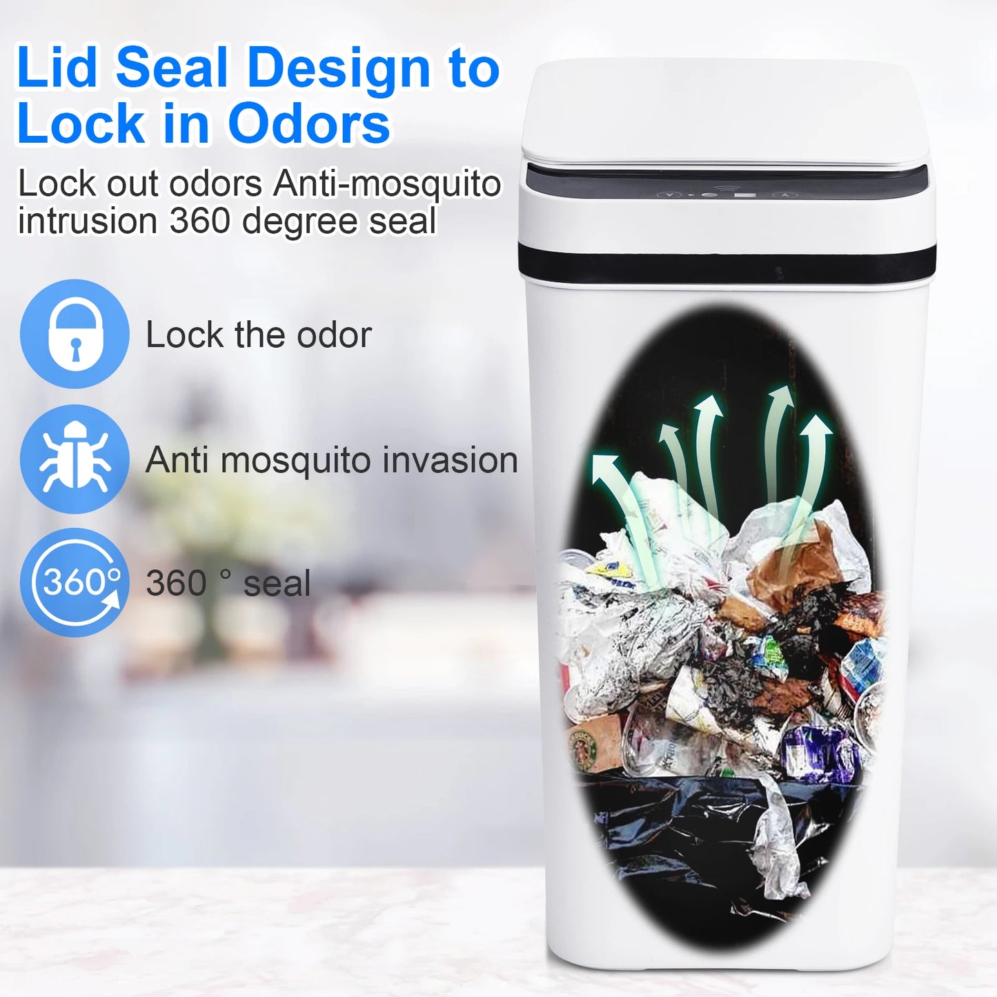 2 Pack Bathroom Touchless Trash Cans With Lid Motion Sensor
