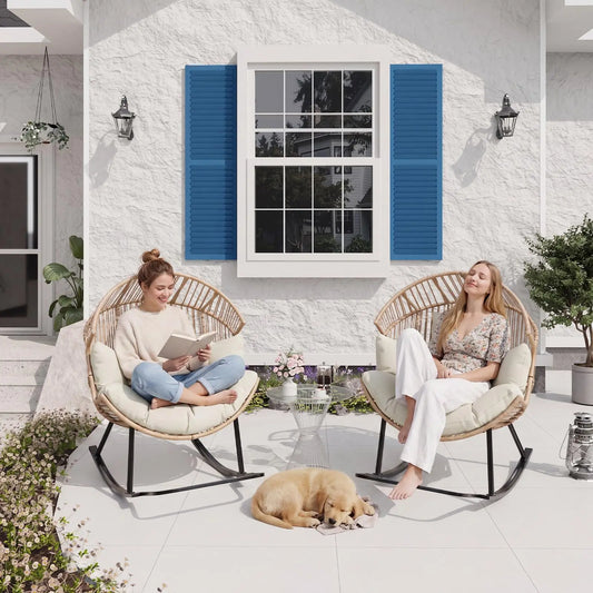 HobbyLane Papasan Rocking Chair With Wicker Egg Lounge Cushioned Seat