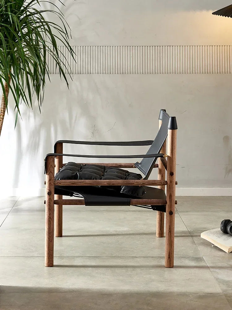 ADDE MID CENTURY SAFARI CHAIR, Art Solid Wood Lounge Chair, Single Designer Vintage Sofa Chair. Home Furniture lounge chair