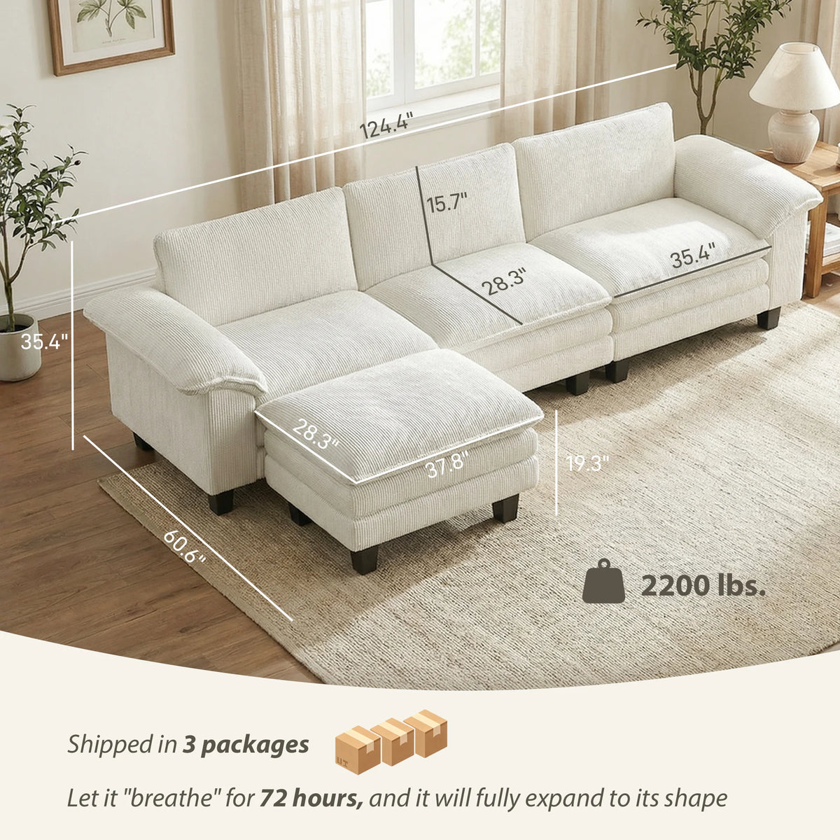 Homcom Modern Velvet Modular Sectional Living Room Sofa