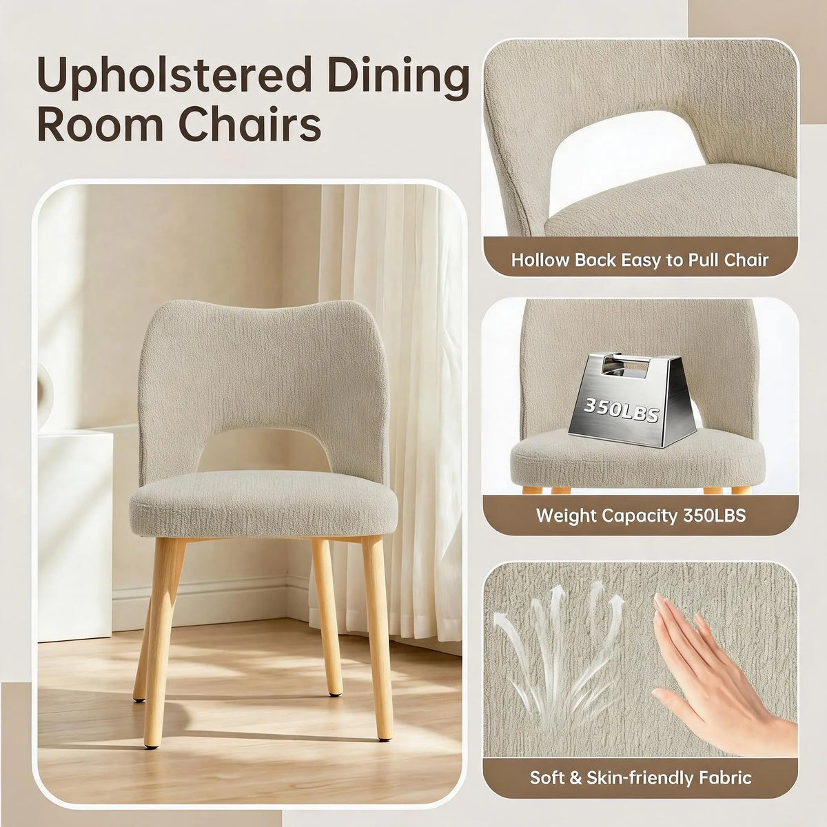HiMISS Modern Upholstered Dining Chairs With Butterfly Backs