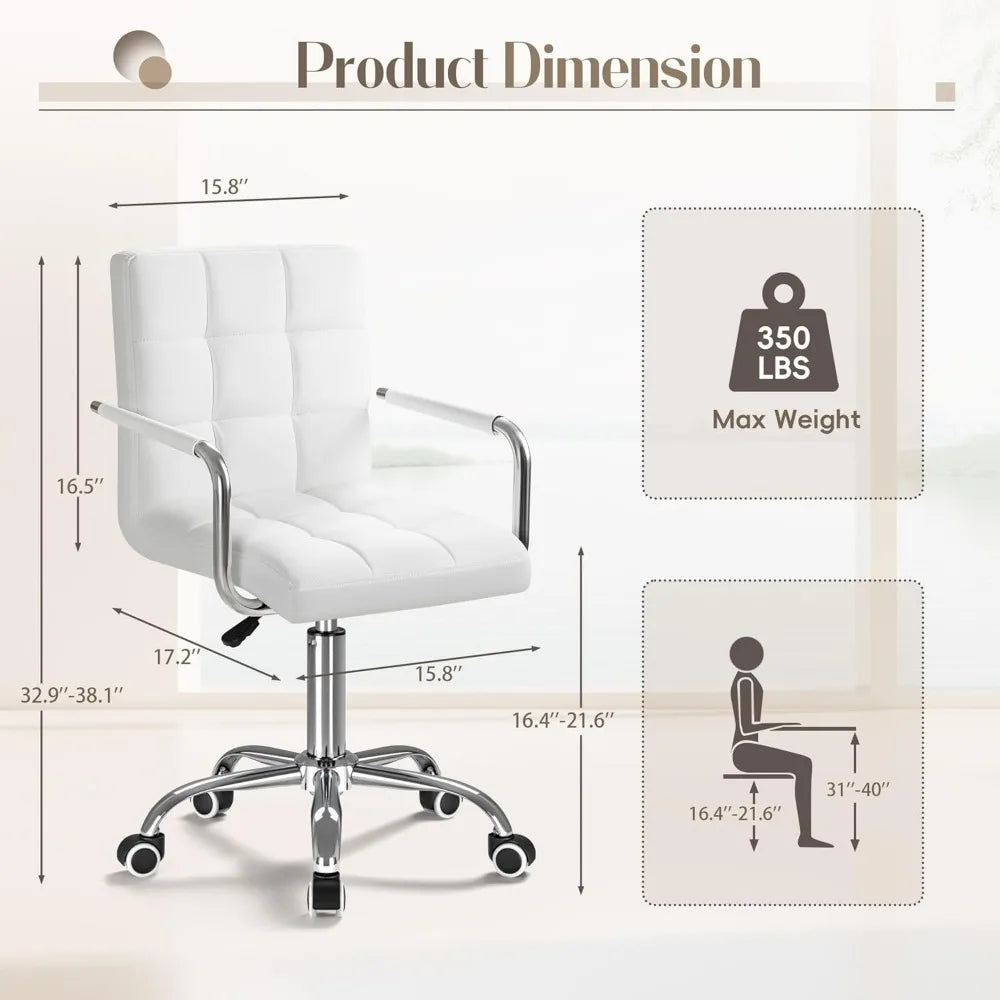 Furmax Mid Back Office Task Chair PU Leather Ribbed Ergonomic